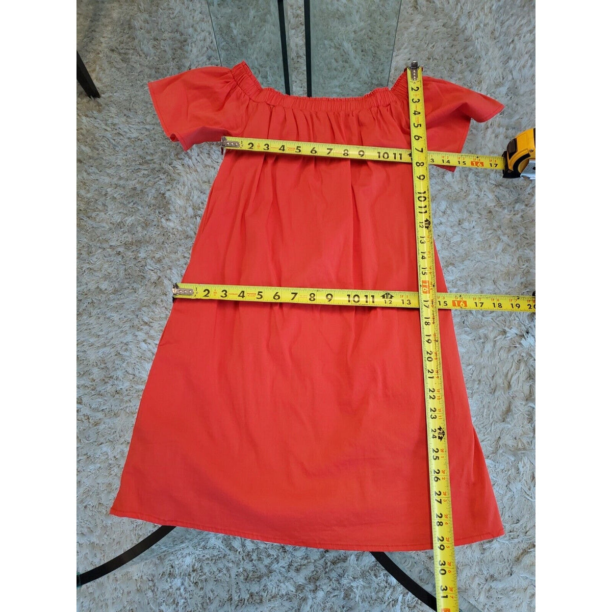 Breathless Women's Red Cotton Round Neck Short Sleeve Knee Length Dress Size XS