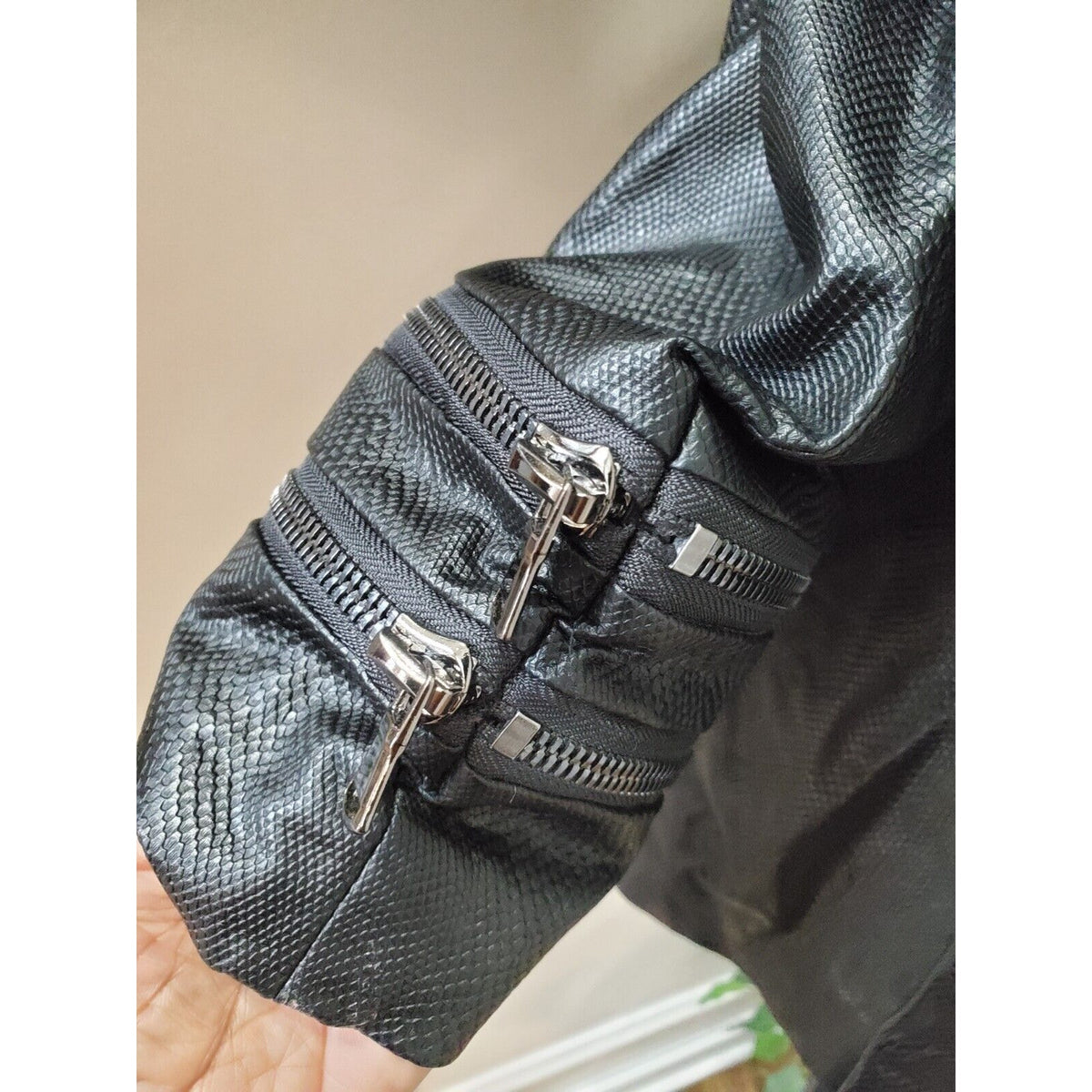 Biarelli Mens Black Snakeskin Leather Single Breasted Blazer Jacket Size Large