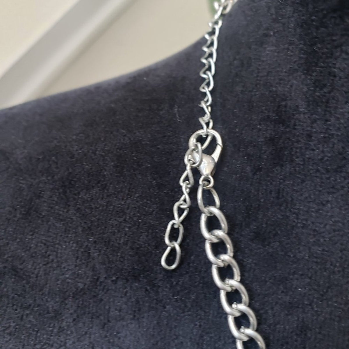 Women's White Geometric Cutout Metal Collar with Silver Chain Necklace