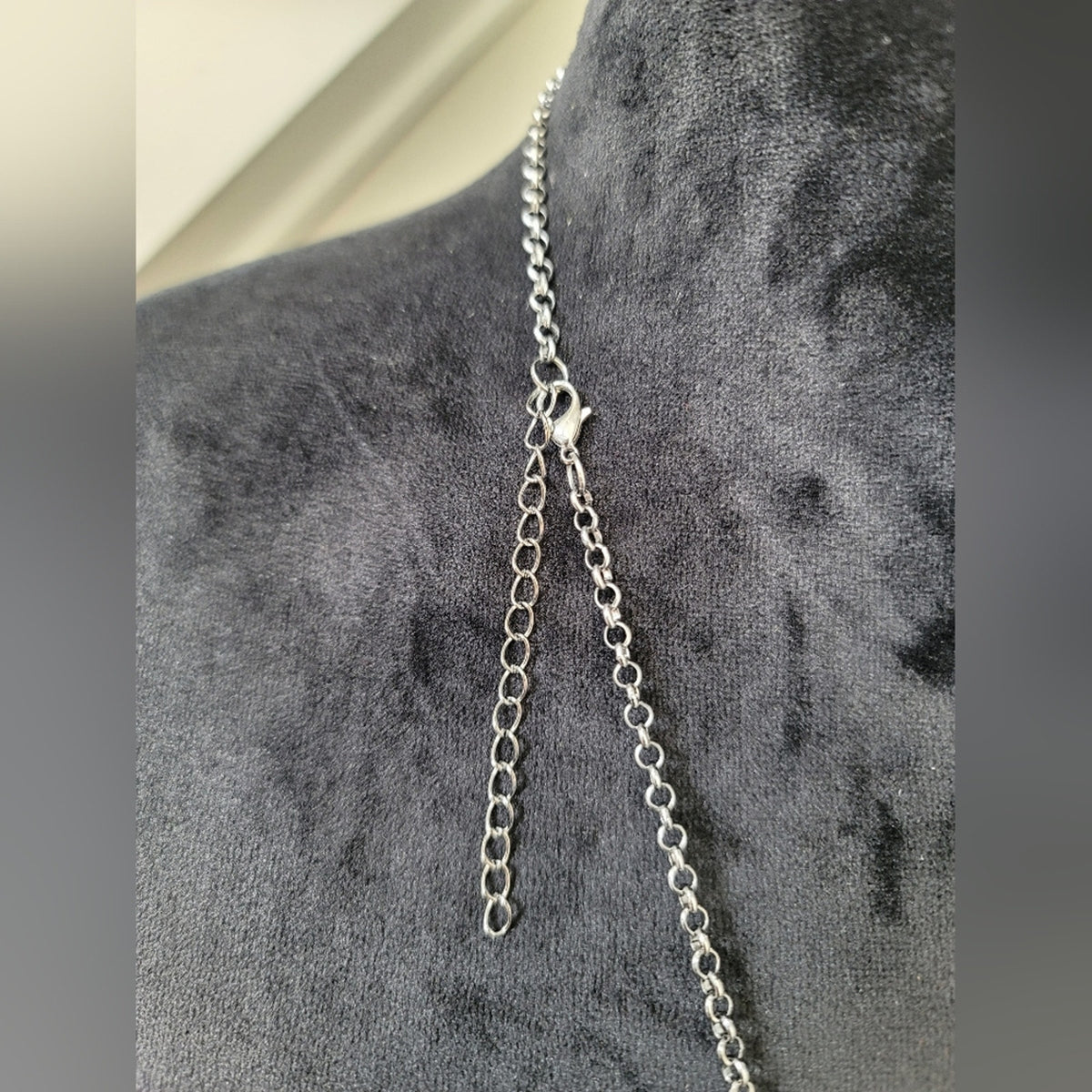 Long Pewter Iridescent Fashion Necklace