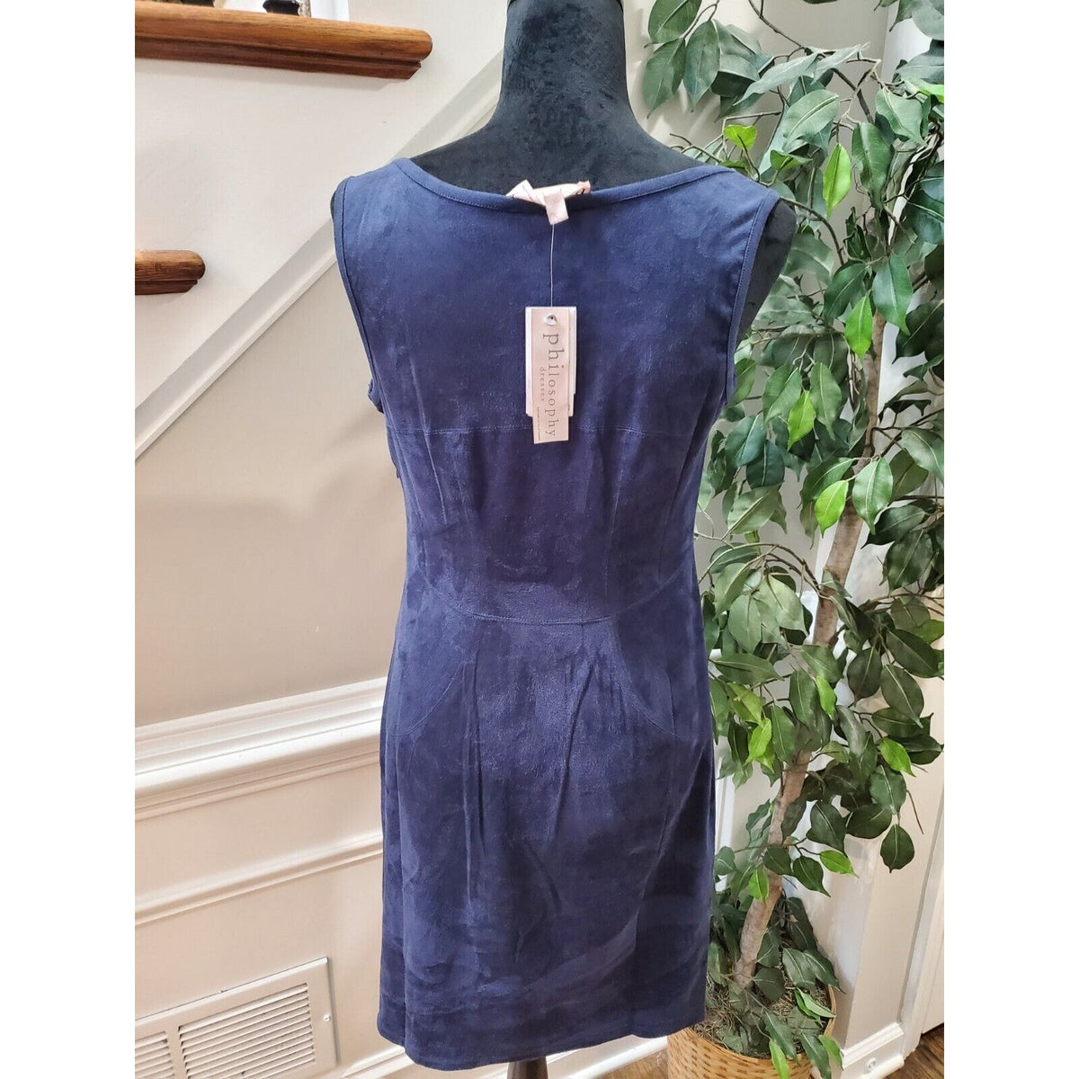Philosophy Women's Blue Polyester Scoop Neck Sleeveless Knee Length Dress Size 8