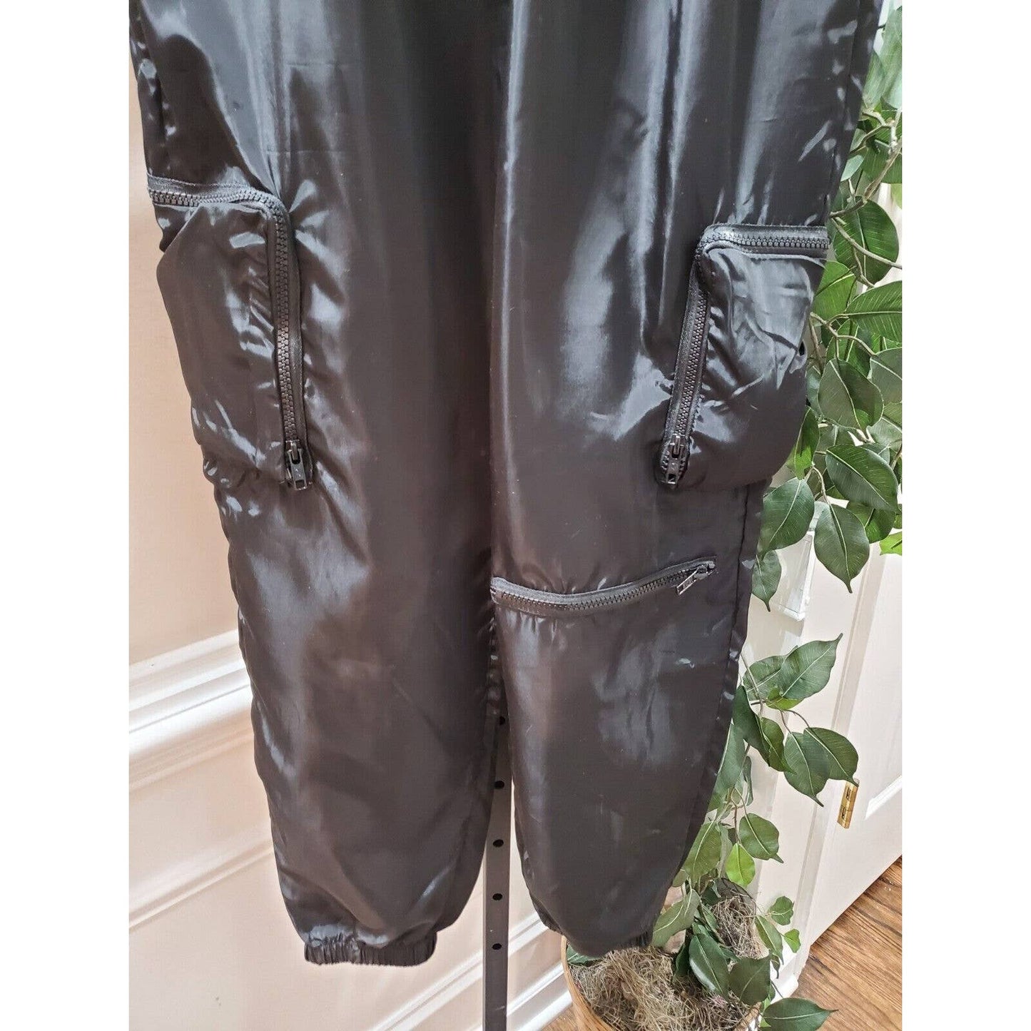 Sheln Women Black 100% Polyester Mid Rise Pull On Cargo Trouser Pant Size Small