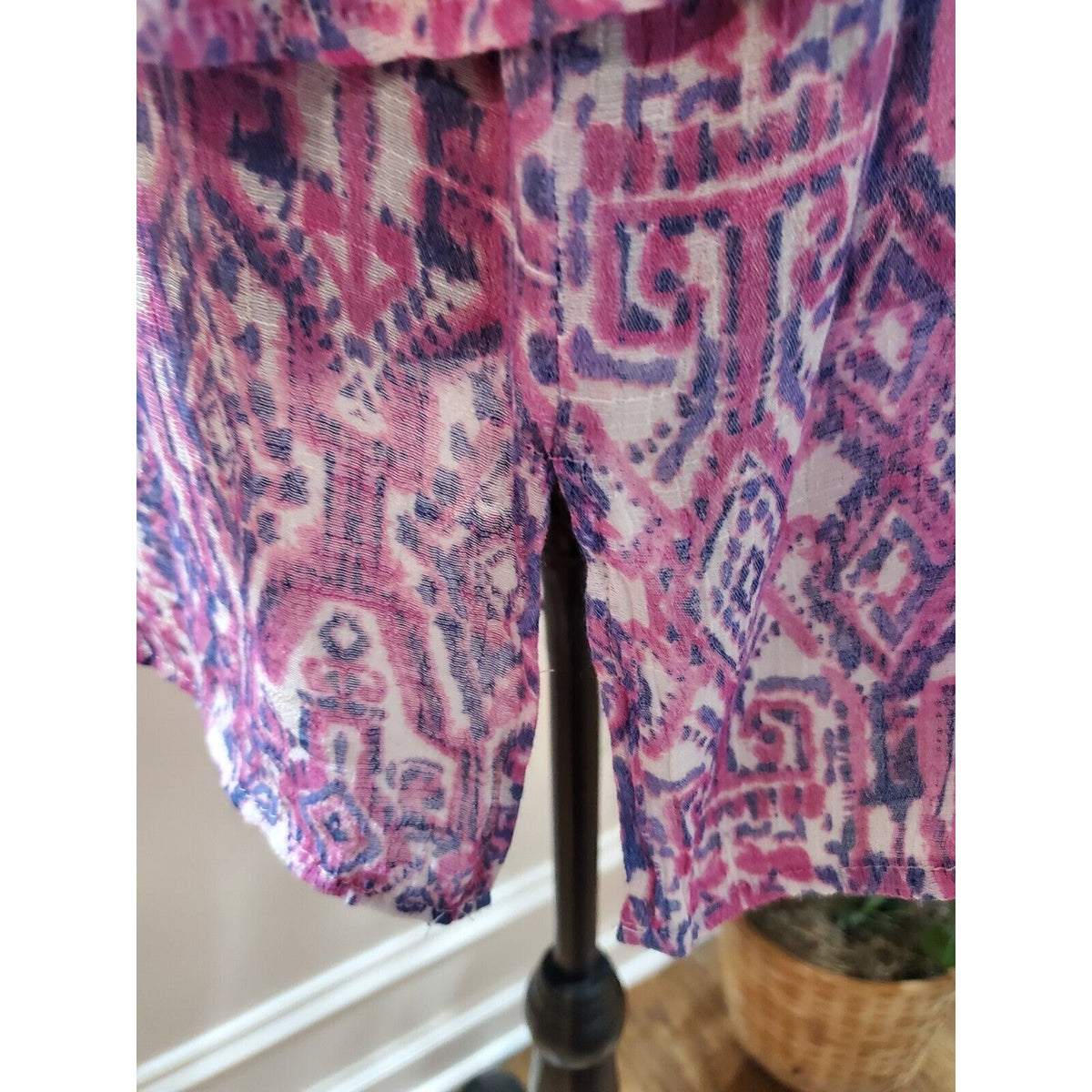 New Directions Women Purple Polyester V-Neck Long Sleeve Casual Top Blouse Large