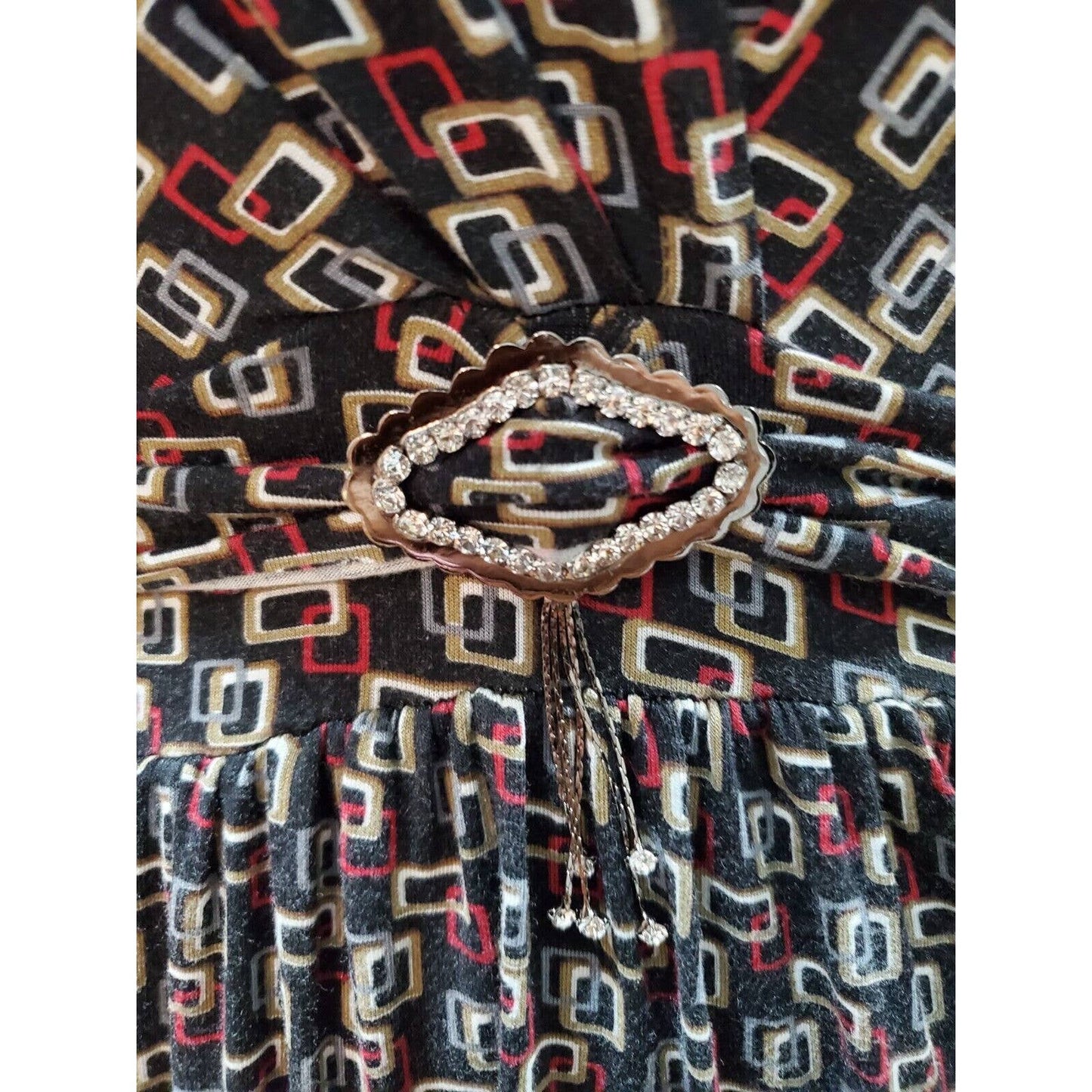 Vertigo Paris Rayon V-Neck Long Sleeve Casual Knee Length Dress Size Medium