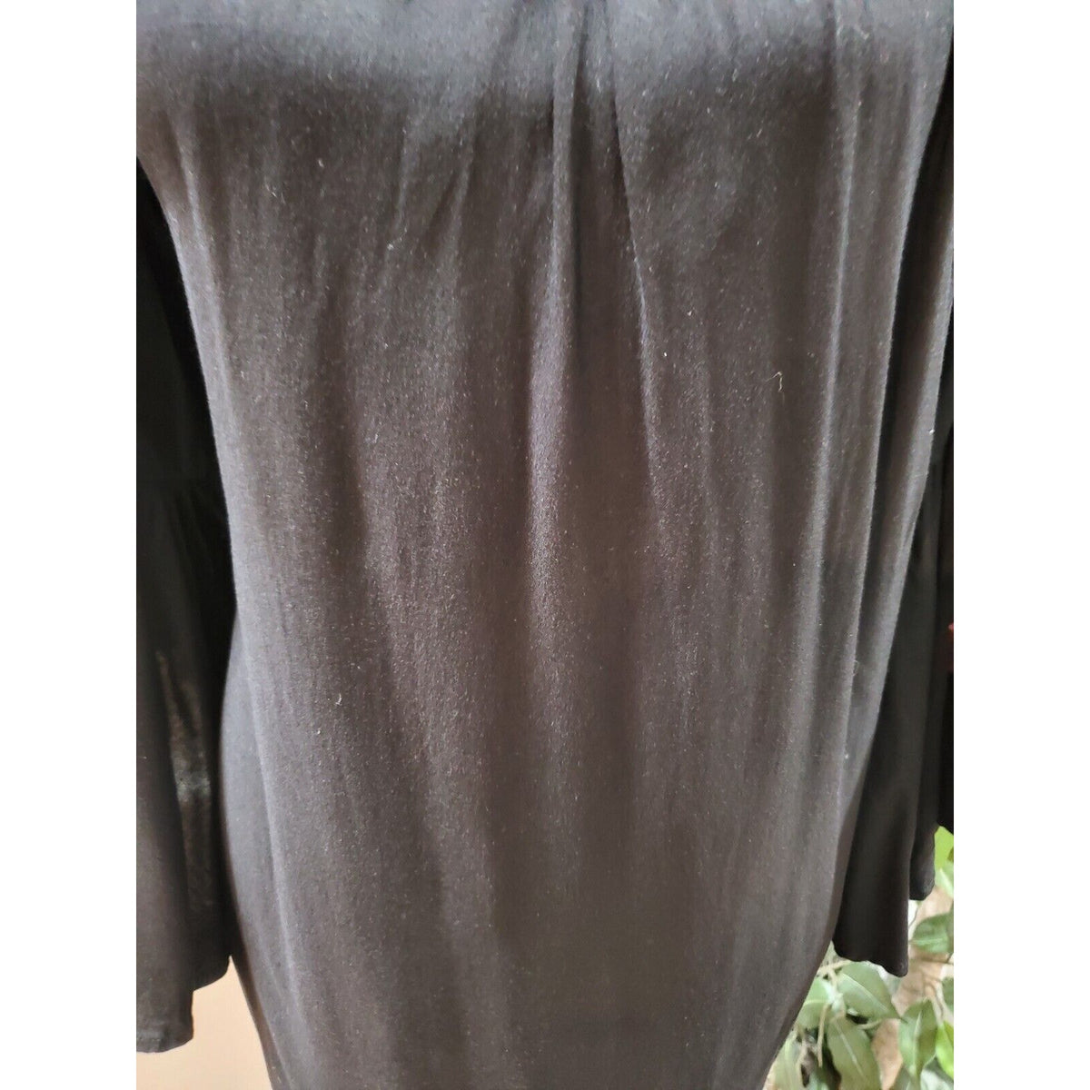 Blue Rair Women's Black Floral Rayon Scoop Neck Long Sleeve Knee Length Dress M