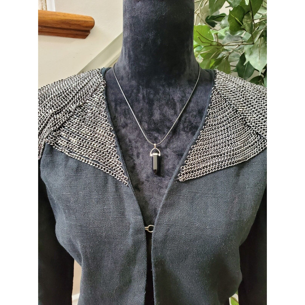 Chico's Women's Black Linen Long Sleeve Casual Hook & Eye Jacket Blazer Size 2 L