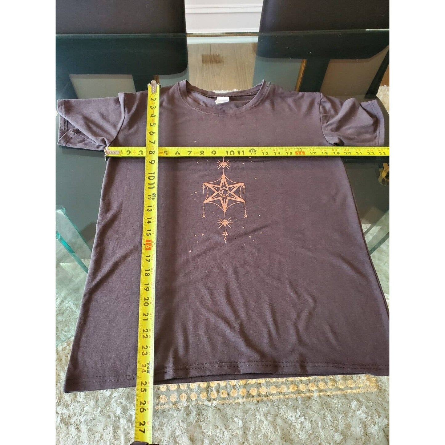 SHEIN Women's Gray Polyester Crew Neck Short Sleeve Casual Top Shirt Size Medium