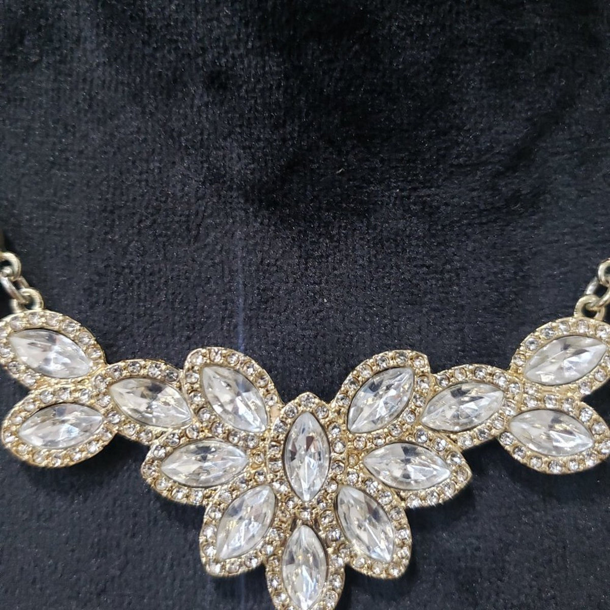 C Women's Gold Tone Clear Teardrop Rhinestones Princess Necklace