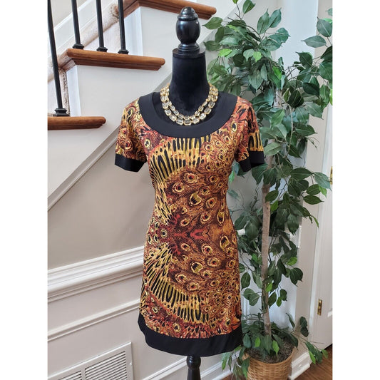 Ronni Nicole Womens Multicolor Round Neck Short Sleeve Knee Length Dress Size 8P