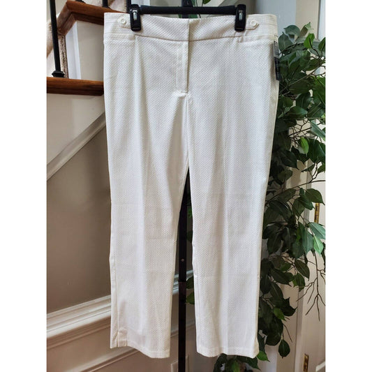 Soho Apparel Women's White Cotton Mid Rise Straight Leg Casual Stretch Pant 14