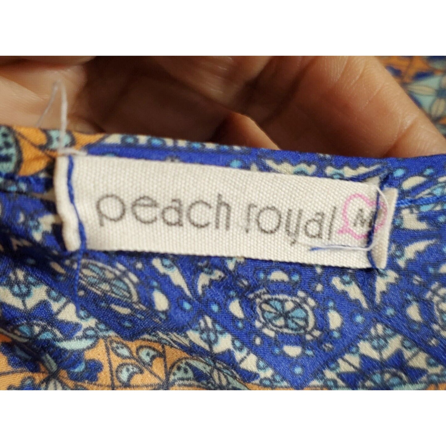 Peach Royal Women Blue Polyester Square Neck Sleeveless Casual Long Maxi Dress M