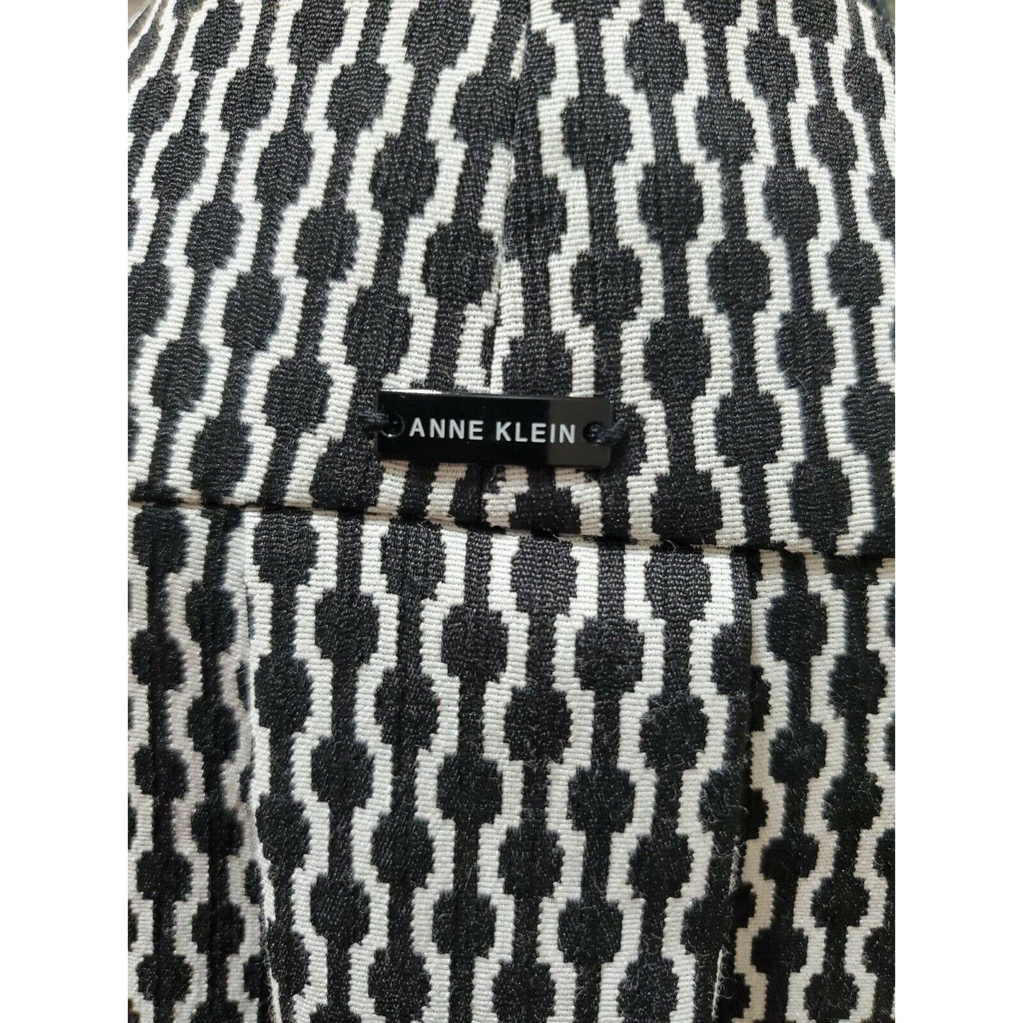 Anne Klein Women's Black & White Polyester Long Sleeve Open Front Blazer Size 4