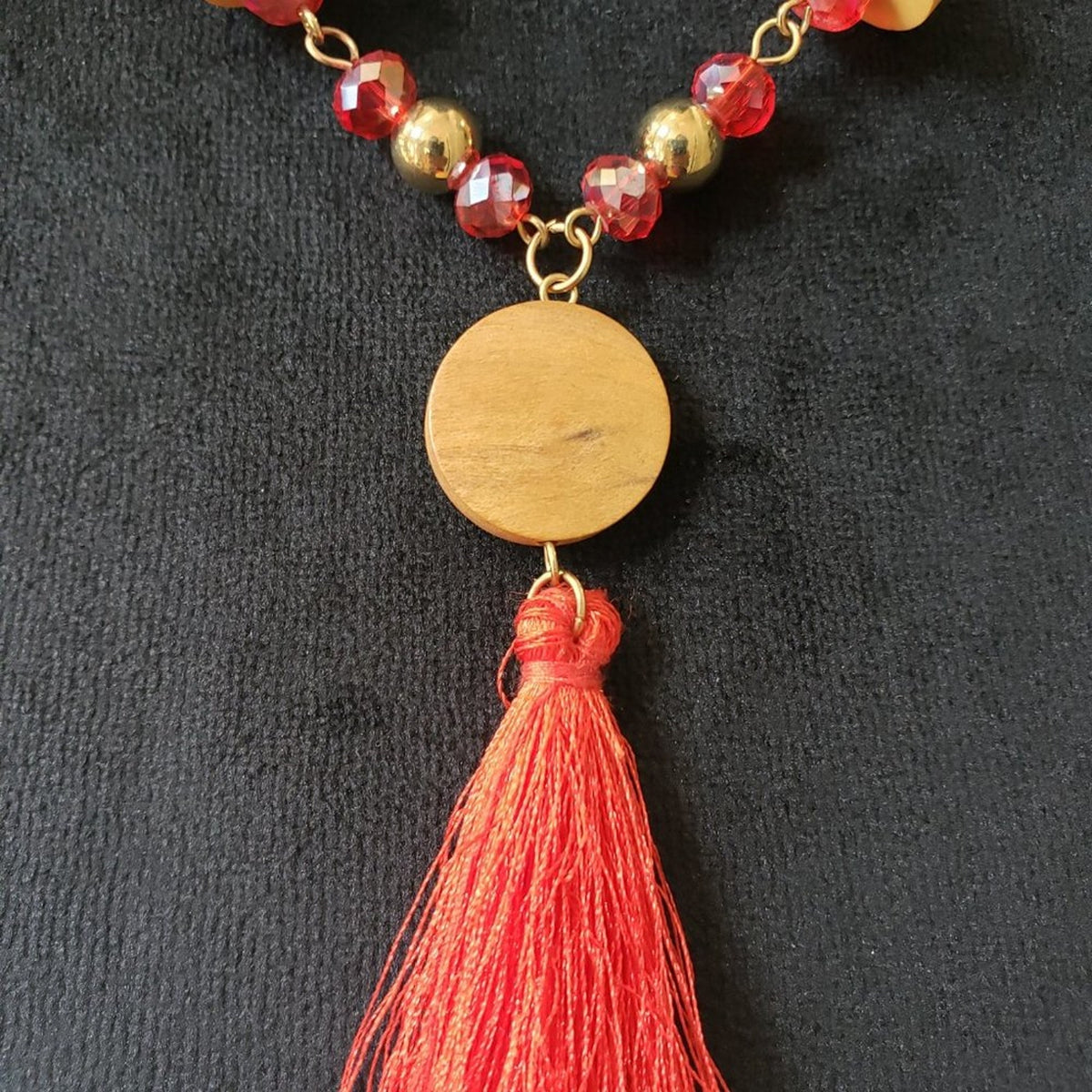 Womens Fashions Multicolor Gemstone Glass Beaded Collar Pendant Necklace