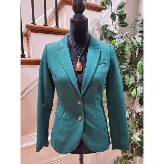 H&M Women's Green Polyester Single Breasted Long Sleeve Casual Blazer Size 6
