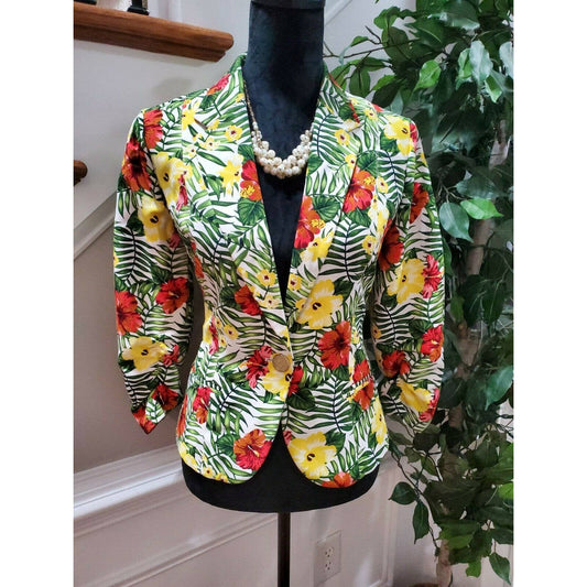 XOXO Women's Multicolor Polyester Single Breasted Fitted Casual Blazer Size M