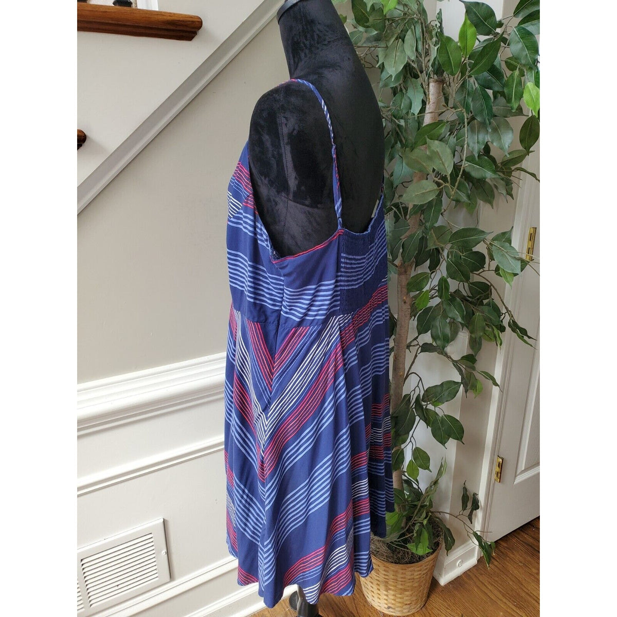 Old Navy Women Multicolor Rayon Sweetheart Neck Sleeveless Knee Length Dress XL