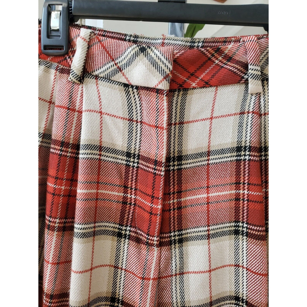 H&M Womens Red White Plaid Pockets Casual Outdoor Belt Loops Pants Size 10