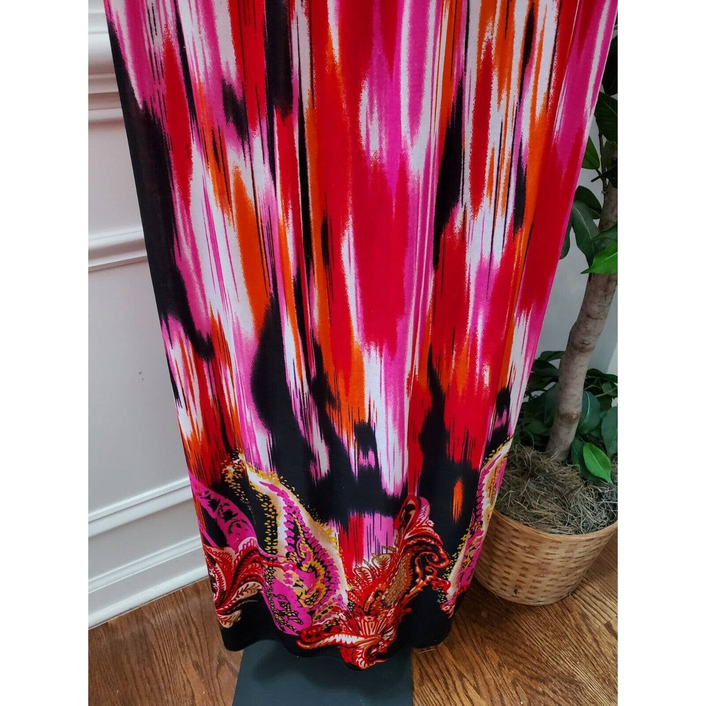 Multicolor Women's Polyester V-Neck Sleeveless Long Maxi Dress Size Medium
