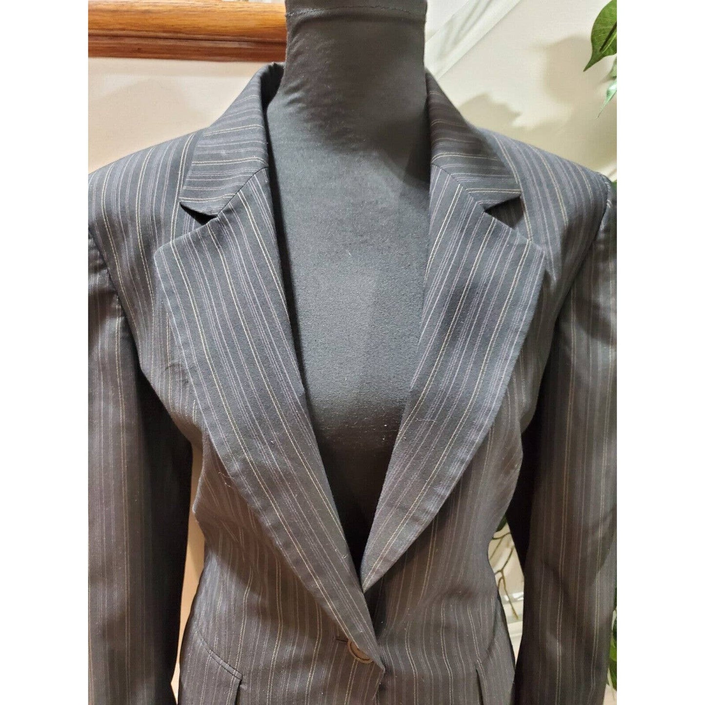 Anne Klein Women's Black Polyester Long Sleeve Single Breasted Jacket Blazer 10