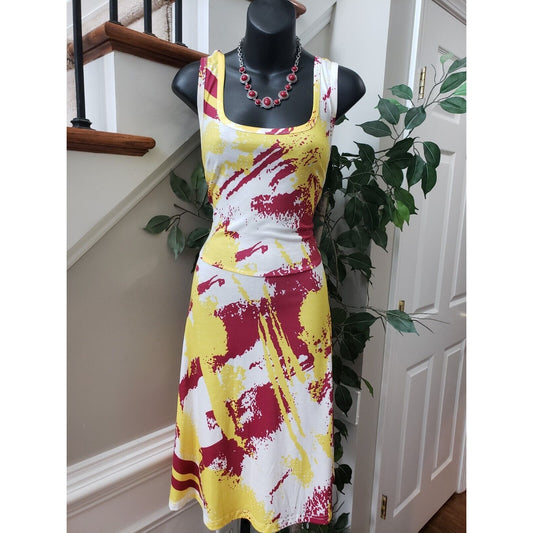 FENSACE Womens Multicolor Tie Dye Sleeveless Square Neck Long Maxi Dress Large