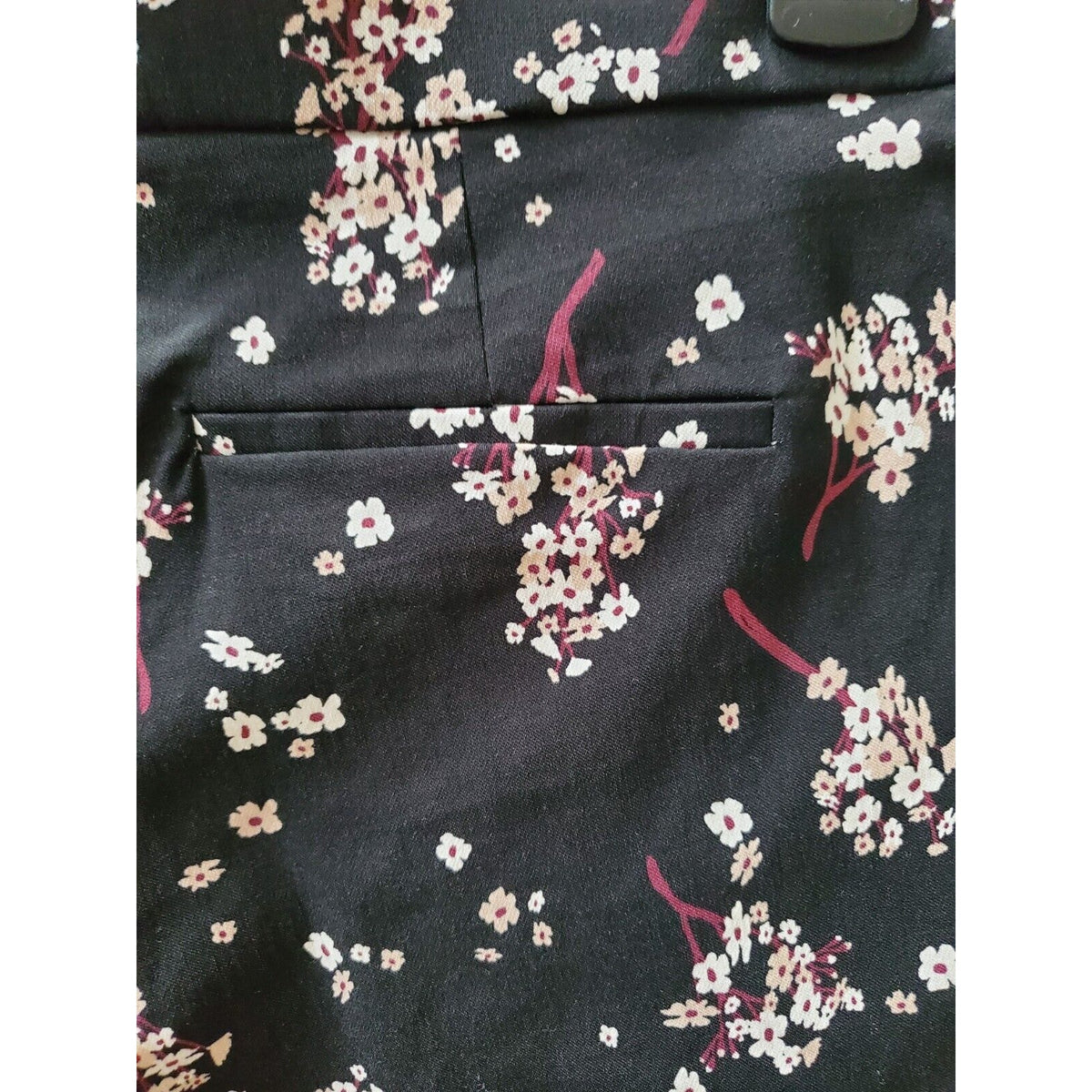 Jules & Leopold Womens Black Floral Rayon Mid Rise Straight Leg Casual Pant M