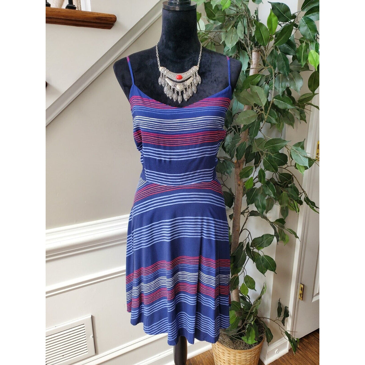 Old Navy Women Multicolor Rayon Sweetheart Neck Sleeveless Knee Length Dress XL