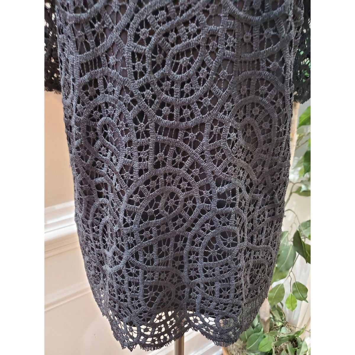 Philosophy Women's Black Lace Round Neck Short Sleeve Top Blouse Shirt Size XXL