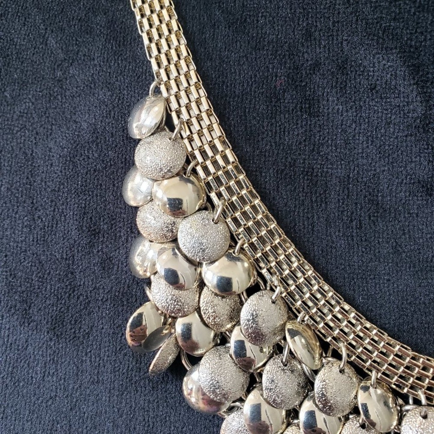Womens Fashion Gold Tone Multi Strand Layered Disc Collar Necklace Lobster Clasp