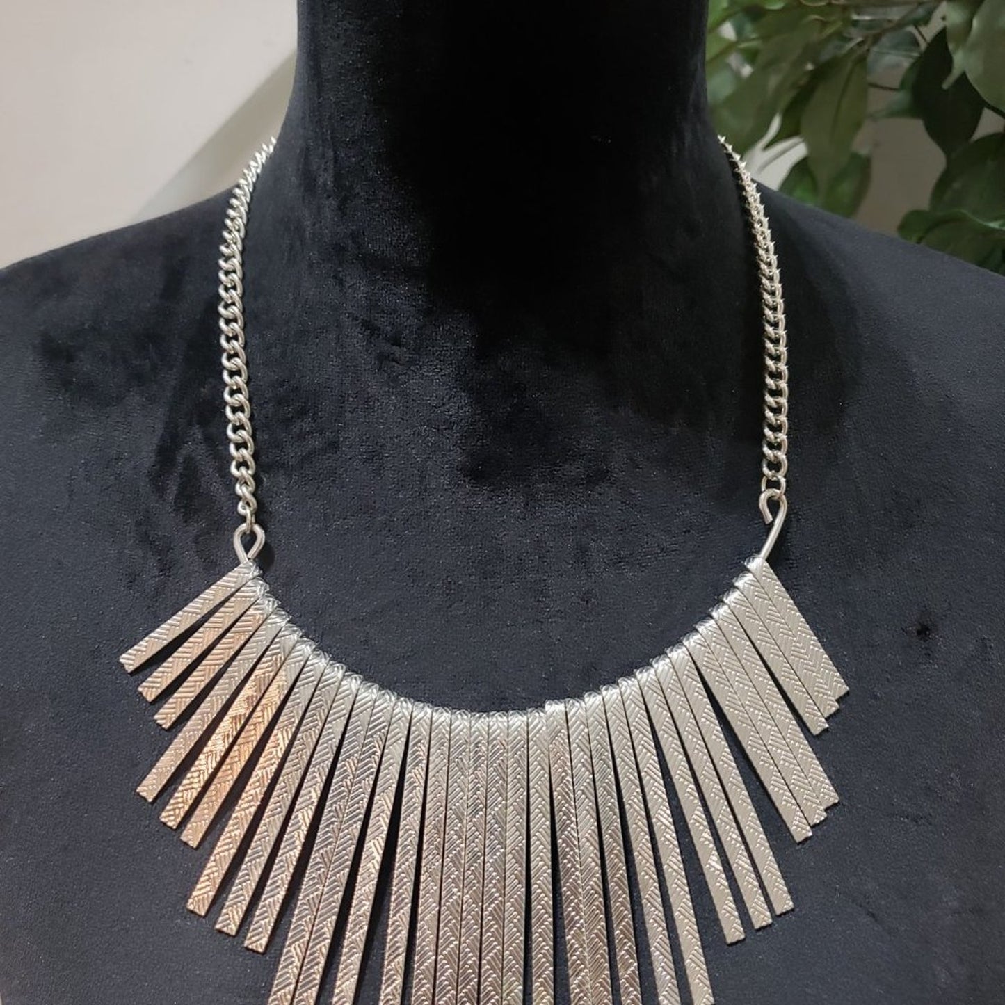 Ethnic Tribal Runway Multi Silver Metal Sticks Fringes Fancy Bib Chains Necklace