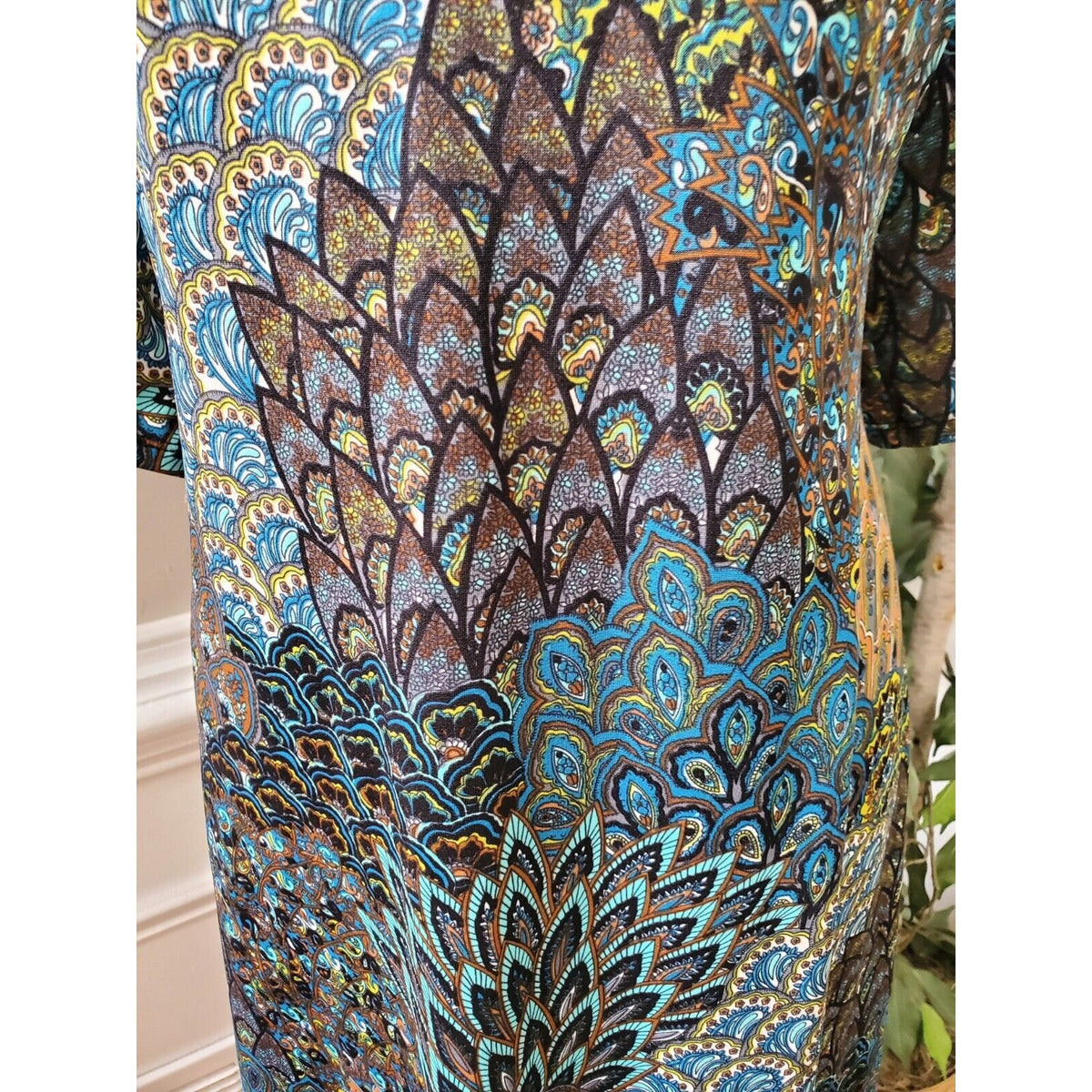 PerSeption Women's Multicolor Polyester Round Neck Short Sleeve Knee Length 2X