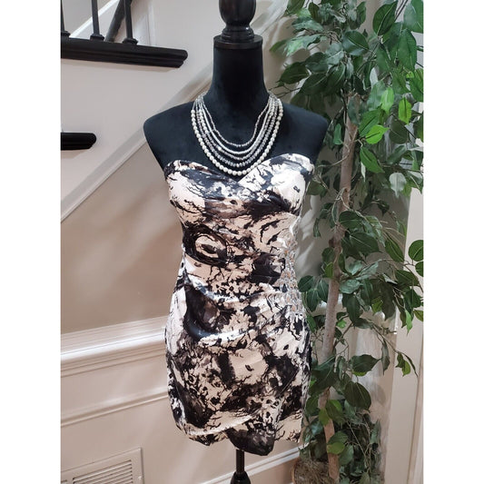 Friends Womens Black White Polyester Off the Shoulder Short Dress Size Medium