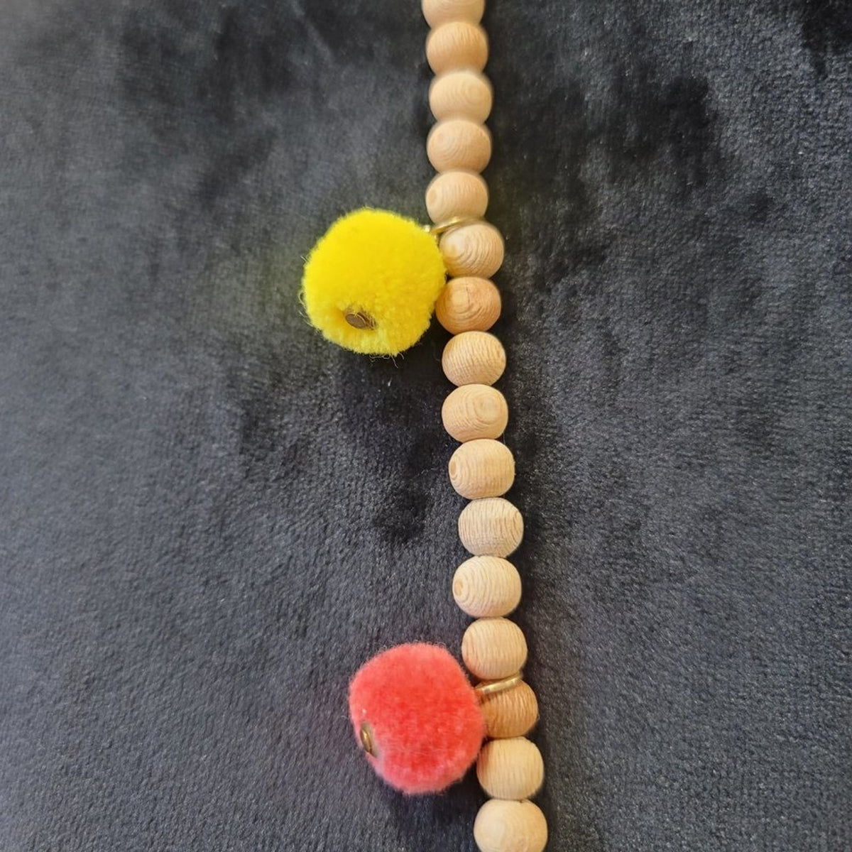Women's Beige Wooden Round Beaded with Lobster Clasp Long Jewelry Necklace