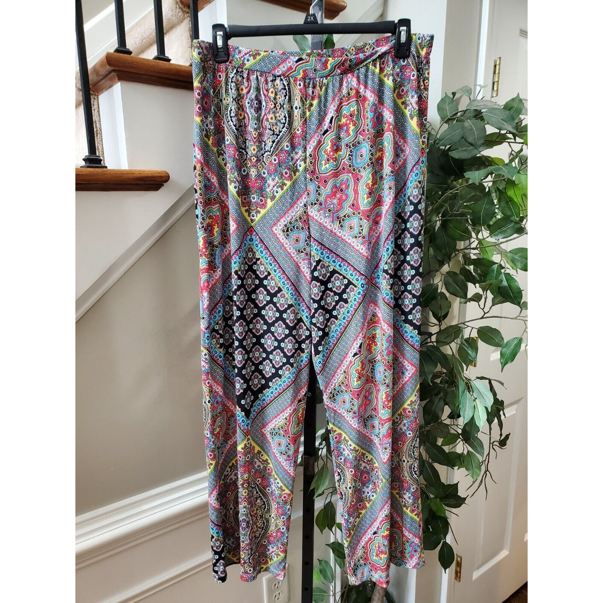 Cha Cha Vente Women's Multicolor Polyester Comfort Waist Palazzo Pant Size 2X