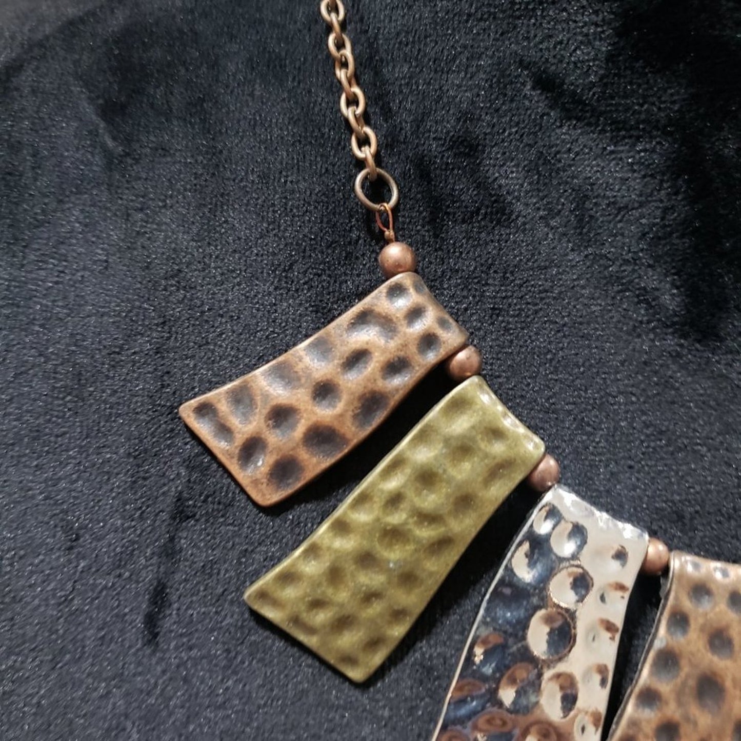 Abstract Wavy Plates Copper Chain Silver Brass Fan of the Tribe Necklace