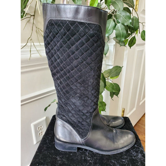 Diego di Lucca Women's Black Leather Upper Round Toe Knee High Boots Size 8 M