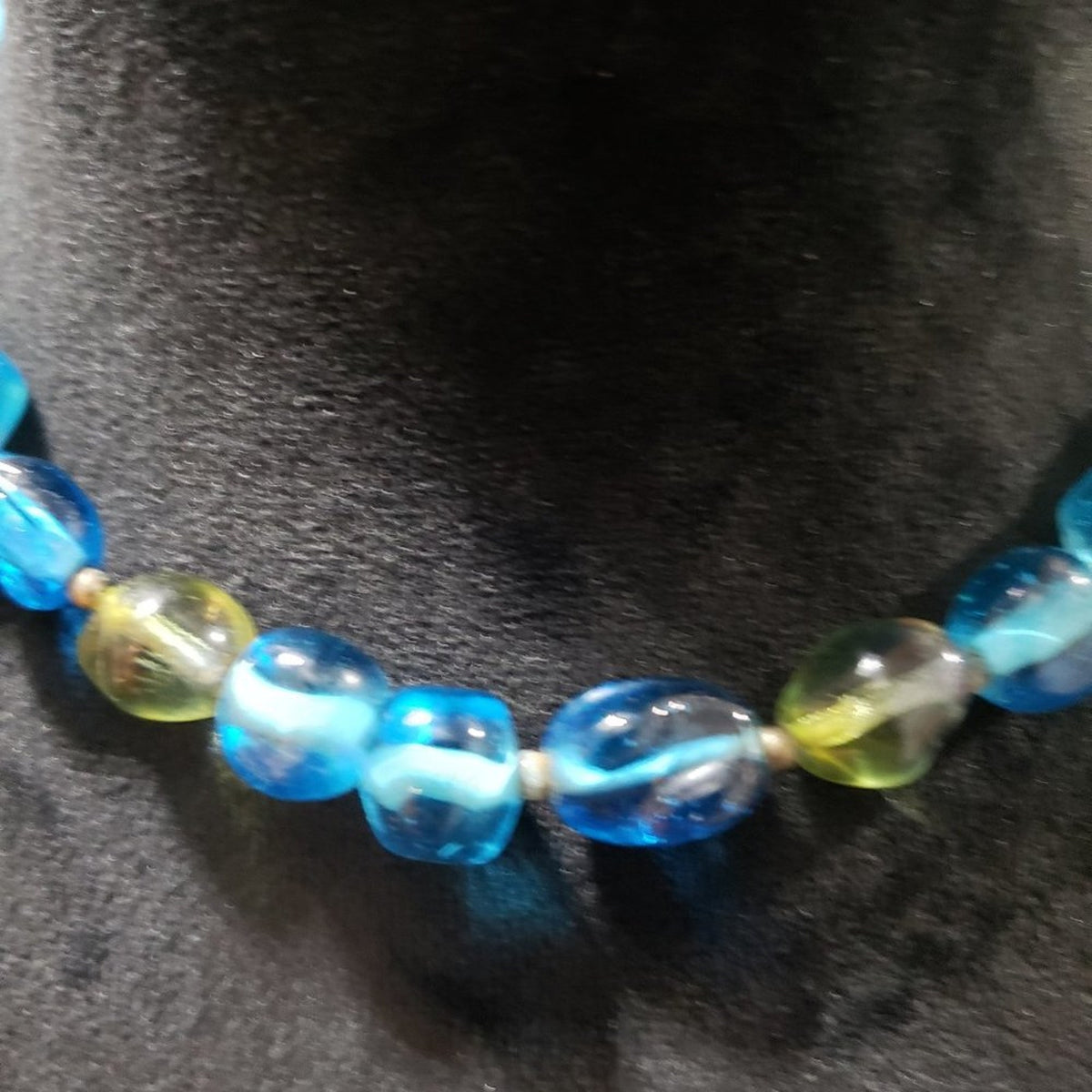 Womens Fashions Green Blue Glass Czech Beads Bib Necklace with Lobster Clasp