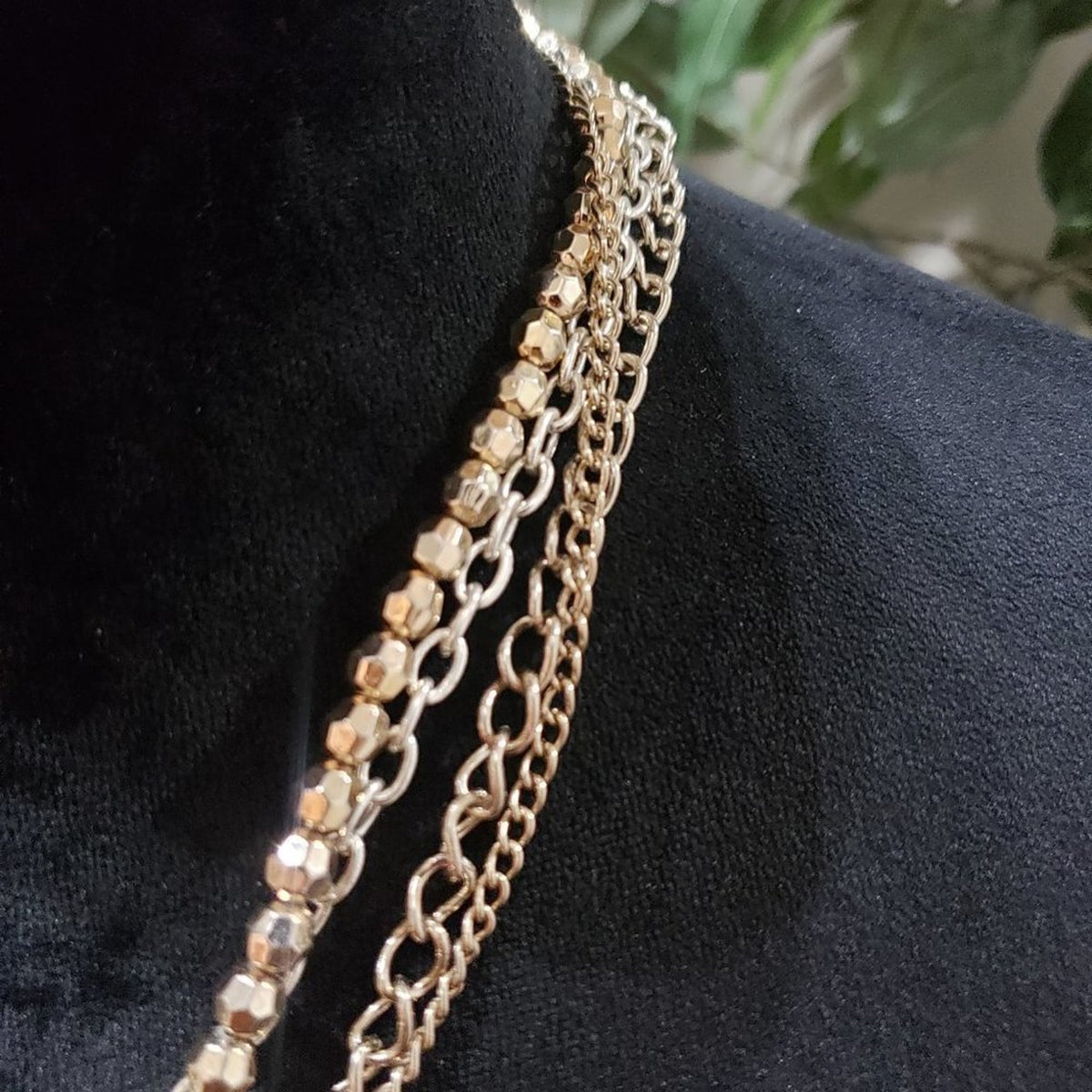 Steven Madden Womens Fashion Gold Tone Layered Beaded Necklace