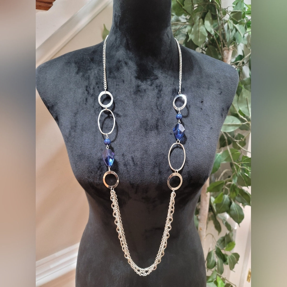 Blue and Silver Long Necklace