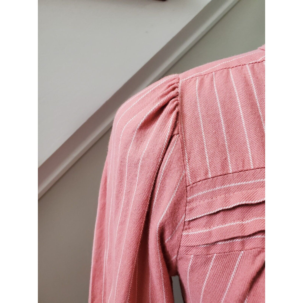 Loft Pink Petite Striped Shirttail Blouse Pressed Petal 100% Cotton Size 2XSP