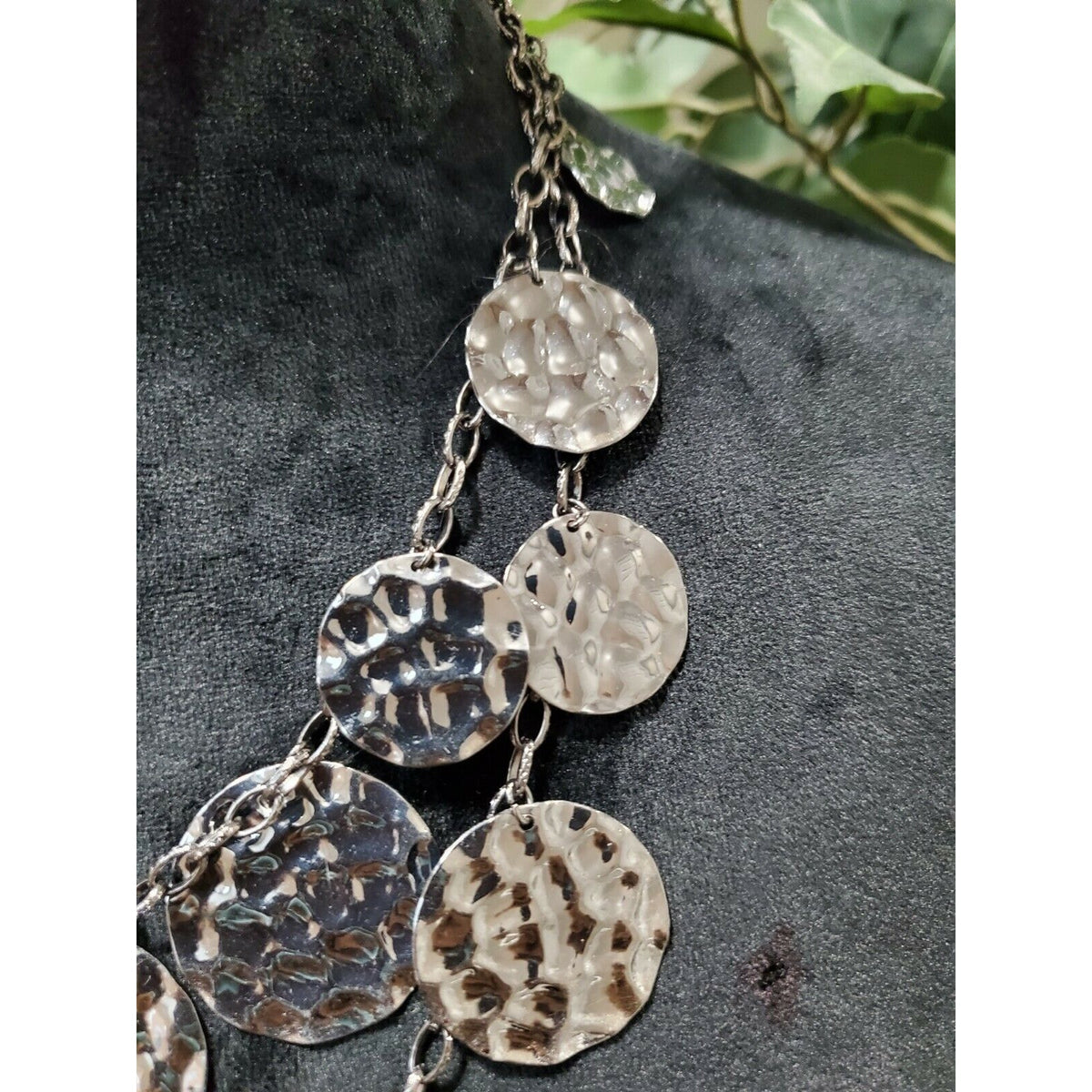 Women's Pewter Layered Multi-size Round Coin Stylish Chunky Necklace