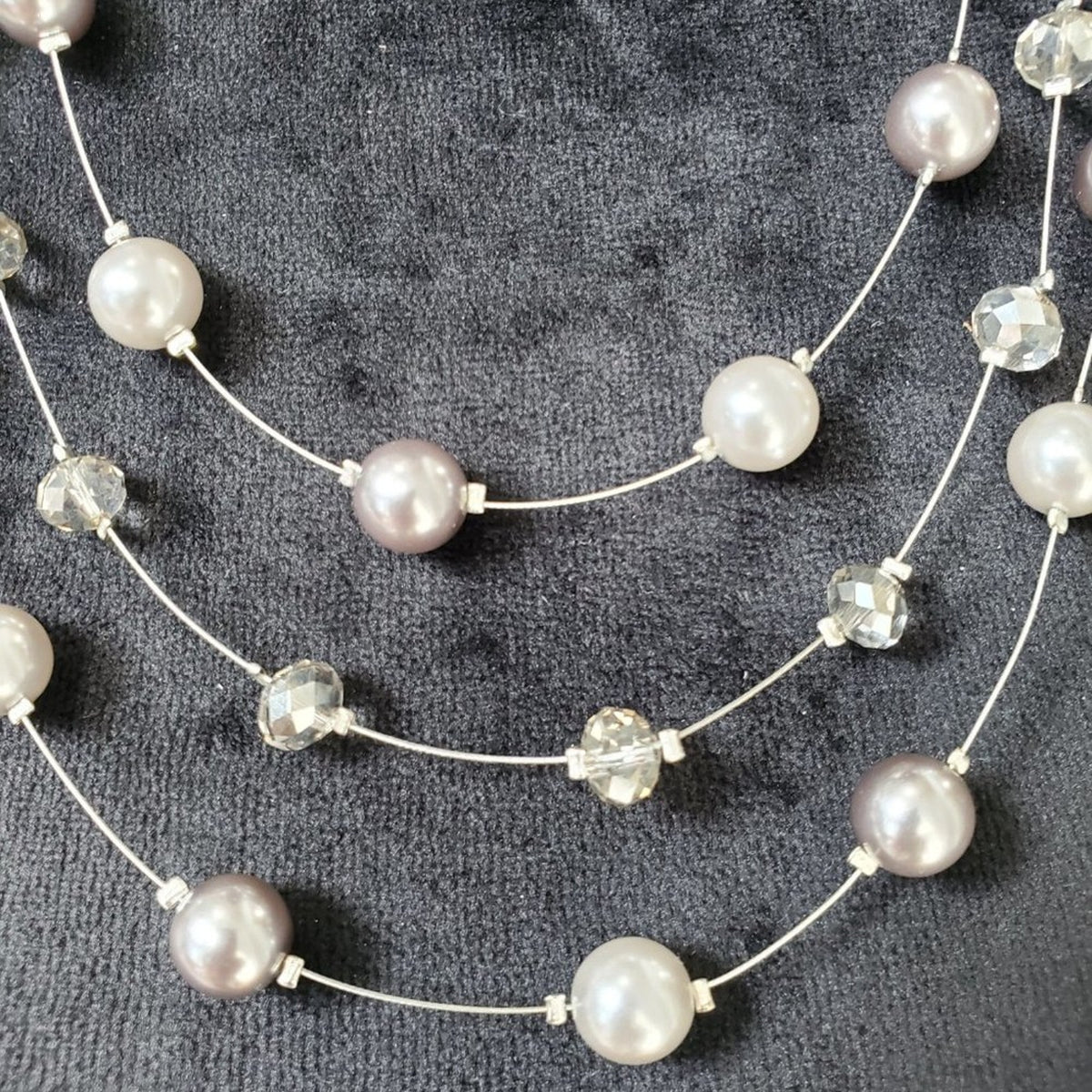 Womens Multilayer Round Beaded with Lobster Clasp Charm Necklace
