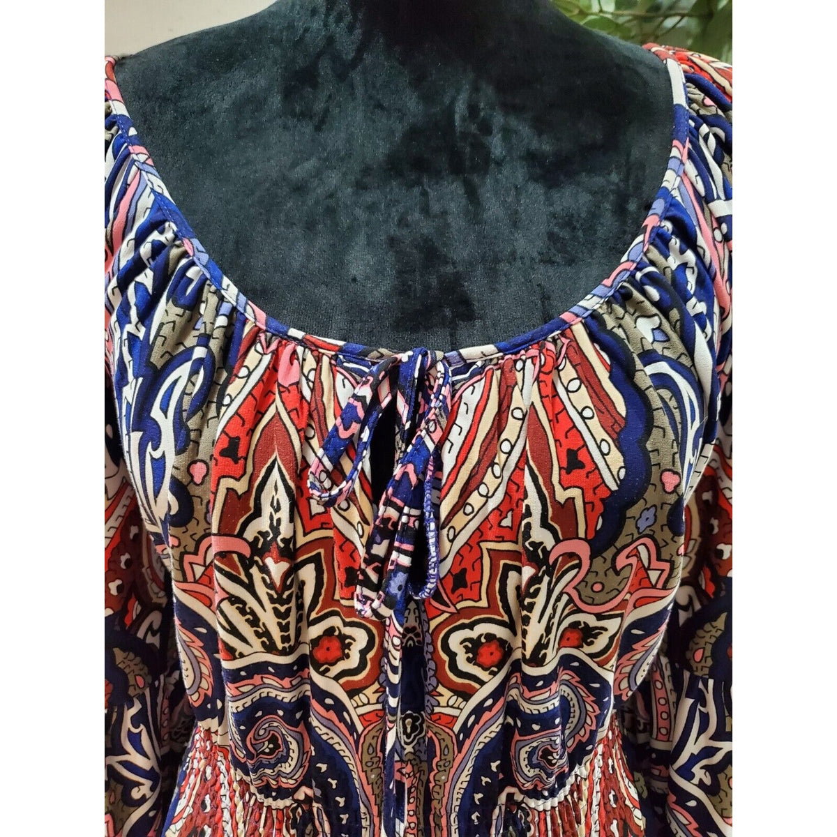 INC Women Multicolor Polyester Scoop Neck Long Sleeve Knee Length Dress Size PXL