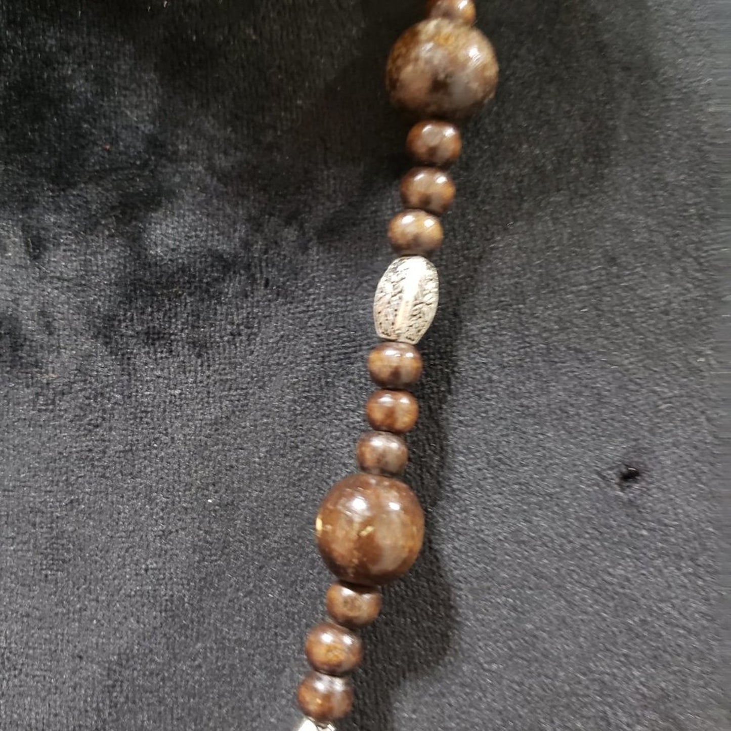 Women's Boho Rosewood & Tone Bead Opera Necklace