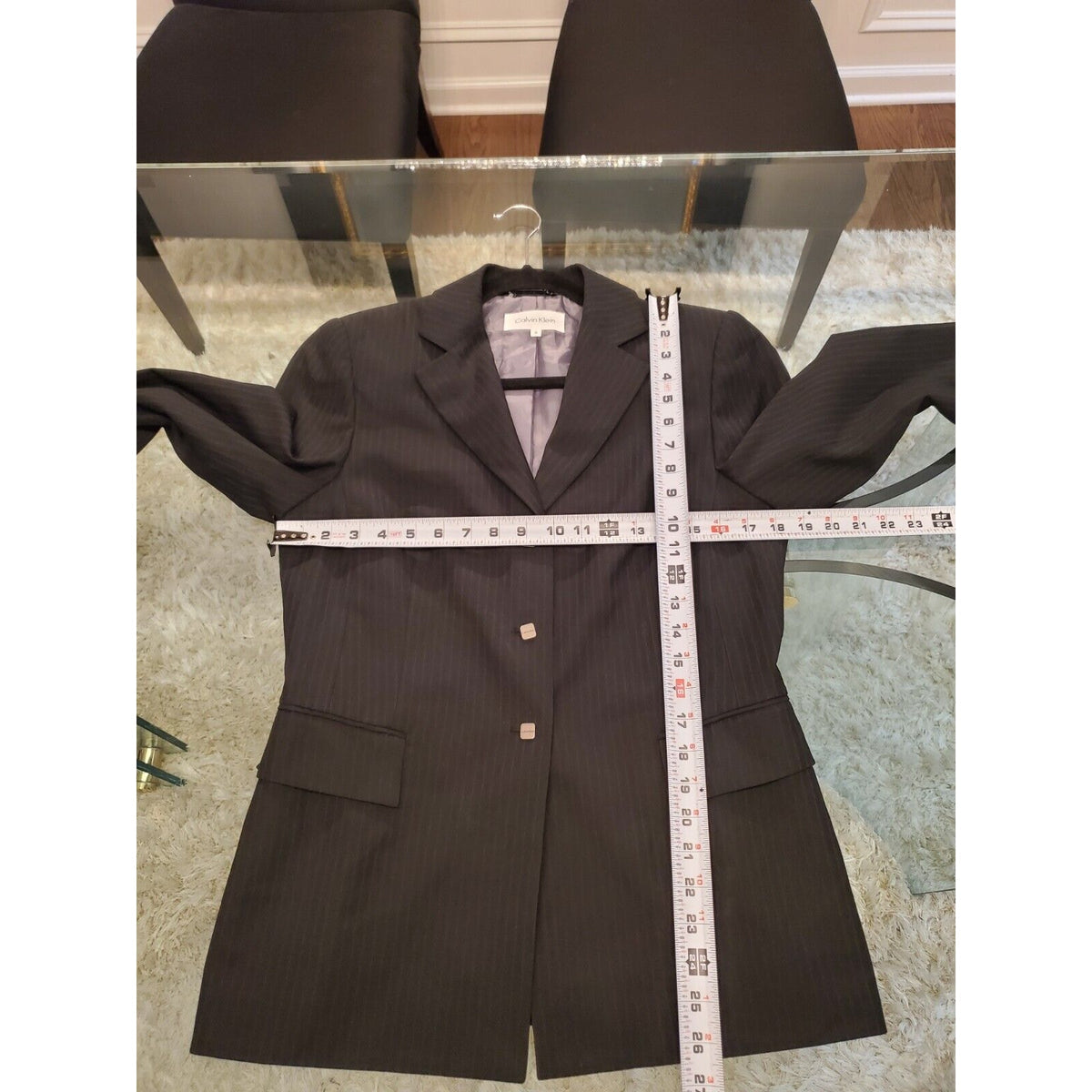 Calvin Klein Women's Black Single Breasted Three Button Blazer Jacket Size 8