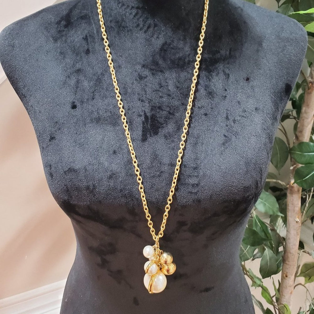 Women's Gold Tone Multi Pearl Beads Link Chain Fashion Jewelry Necklace