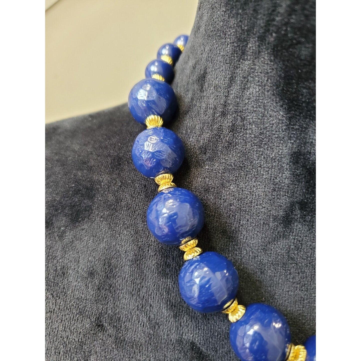Women's Blue Pearls With Gold Accents Fashion Jewelry Necklace