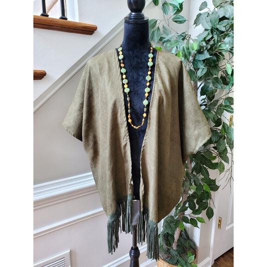 Ashley Collection Women's Green Solid Short Sleeve Open Front Kimono