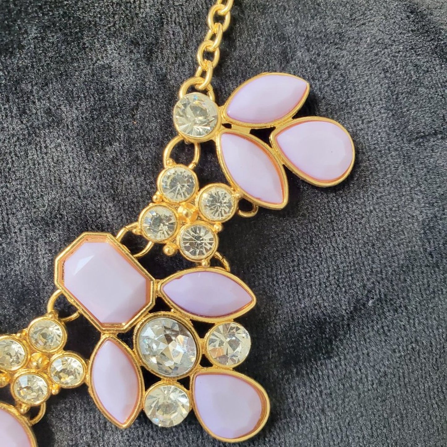 Women's Purple & Clear Gemstones Floral Charm Pendant Necklace