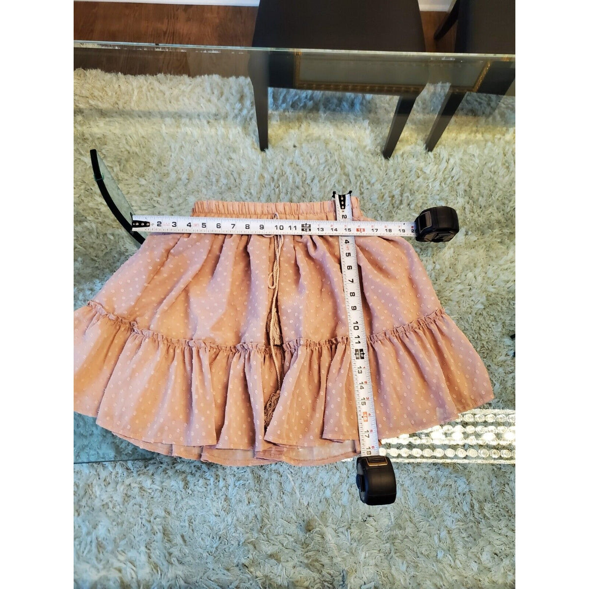 Simplee Womens Pink Elastic Waist Pleated Ruffle A-Line Mini Skirt Size Small