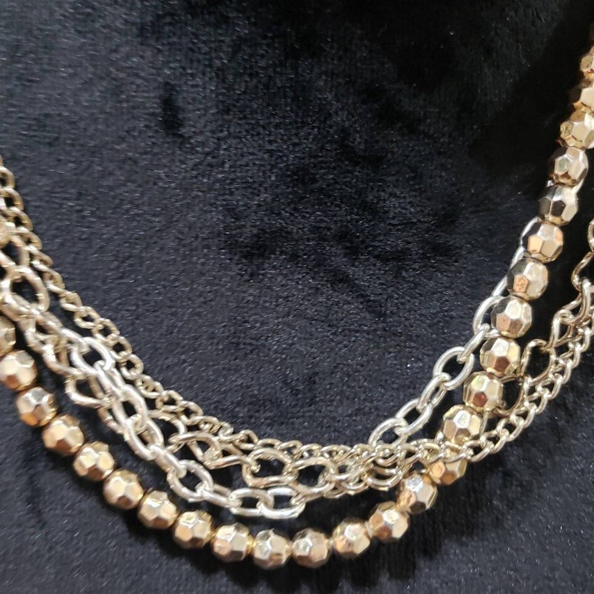Steven Madden Womens Fashion Gold Tone Layered Beaded Necklace